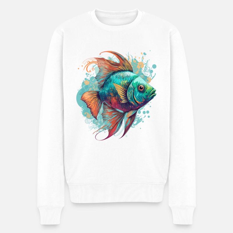 Regenbogenfisch - Männer Premium Bio Pullover - Weiß
