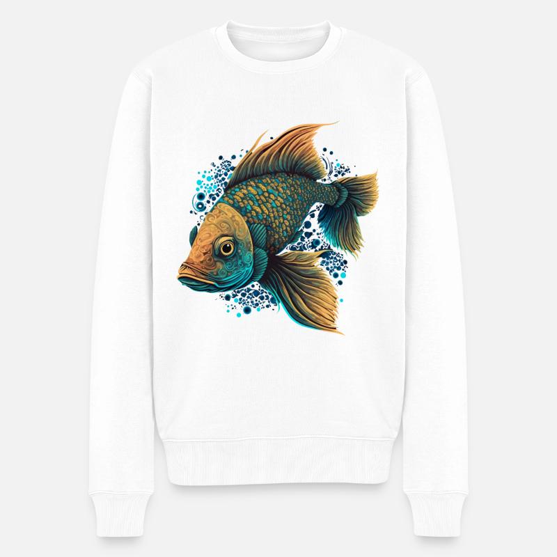 Fliegenfischen - Männer Premium Bio Pullover - Weiß