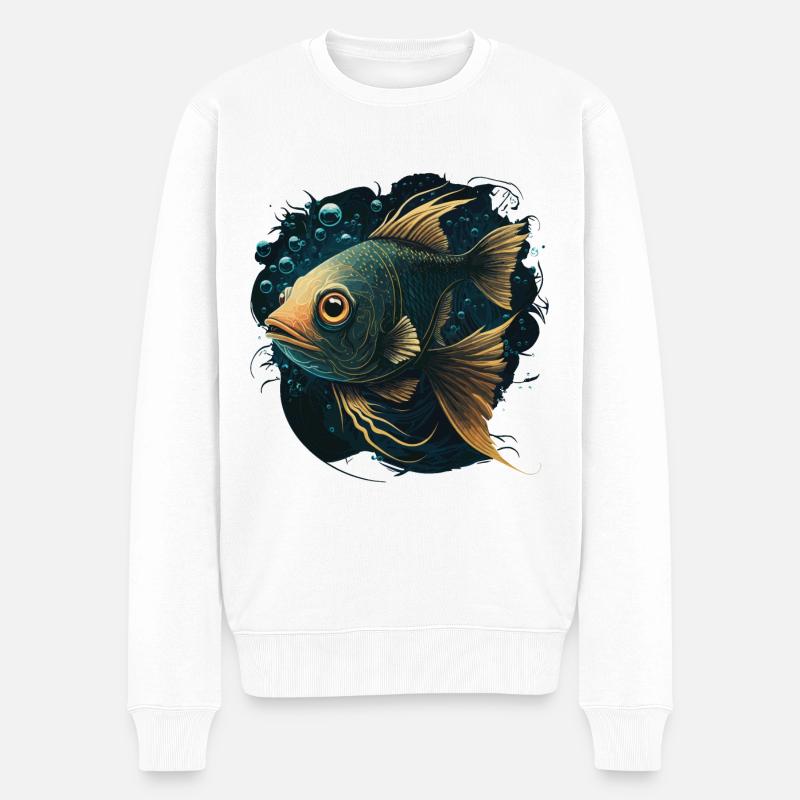 Niedlicher Fisch - Männer Premium Bio Pullover - Weiß