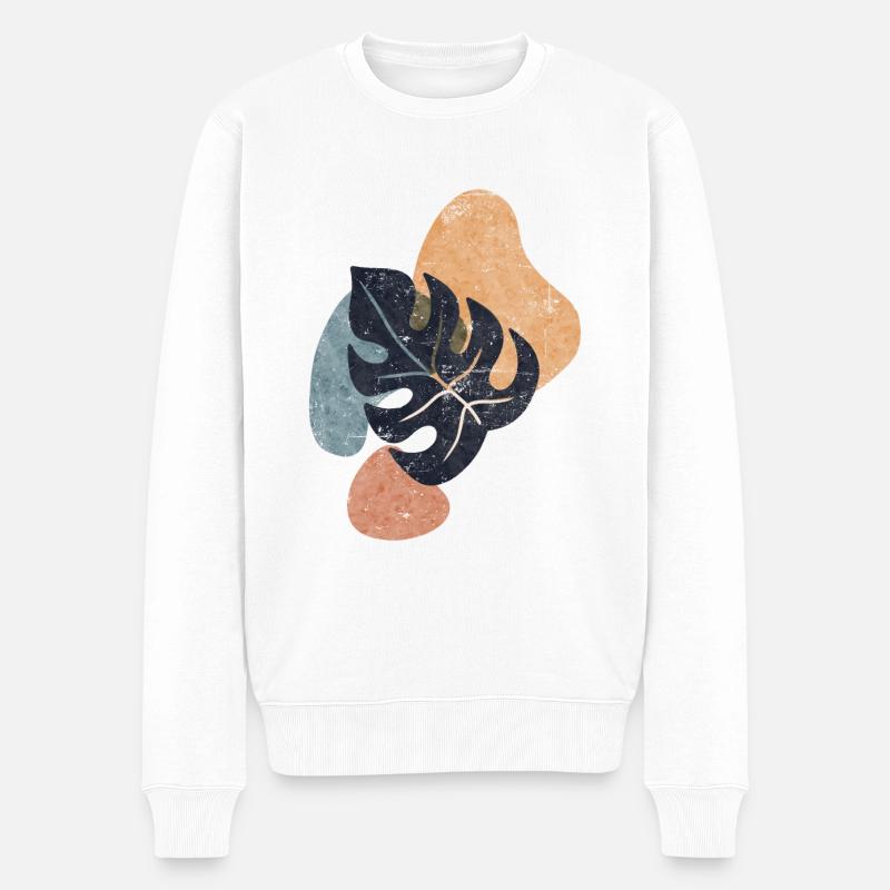 Monstera Rétro - Pull Premium bio Homme - blanc