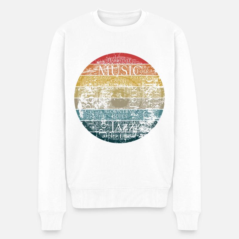 Musik Retro - Männer Premium Bio Pullover - Weiß