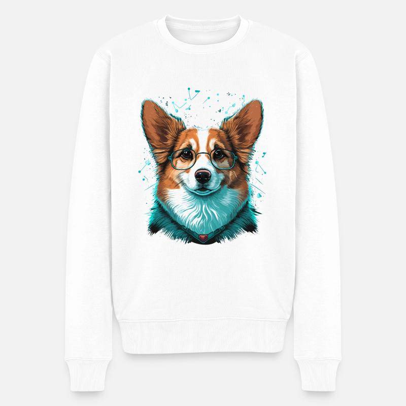 Intelligenter Corgi - Männer Premium Bio Pullover - Weiß
