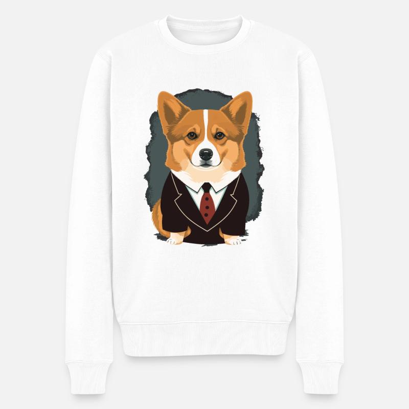 Corgi Zeichenkunst - Männer Premium Bio Pullover - Weiß