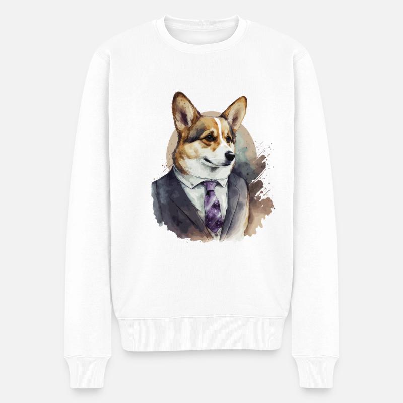 Corgi élégant - Pull Premium bio Homme - blanc