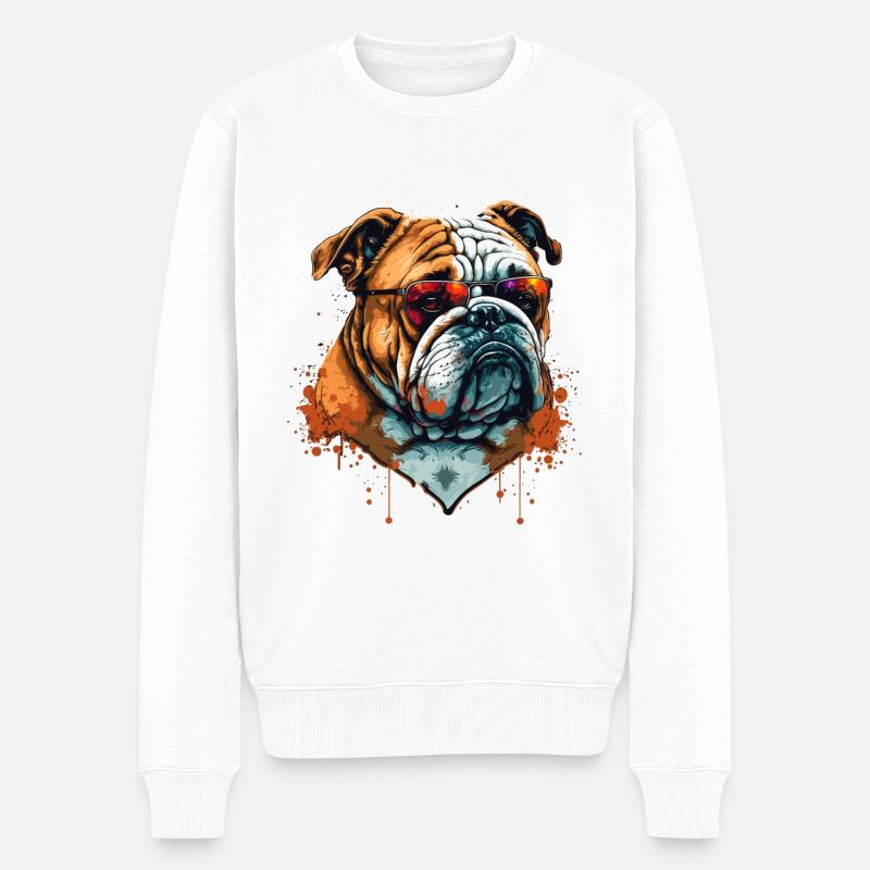 Bouledogue à l’allure dure - Pull Premium bio Homme - blanc