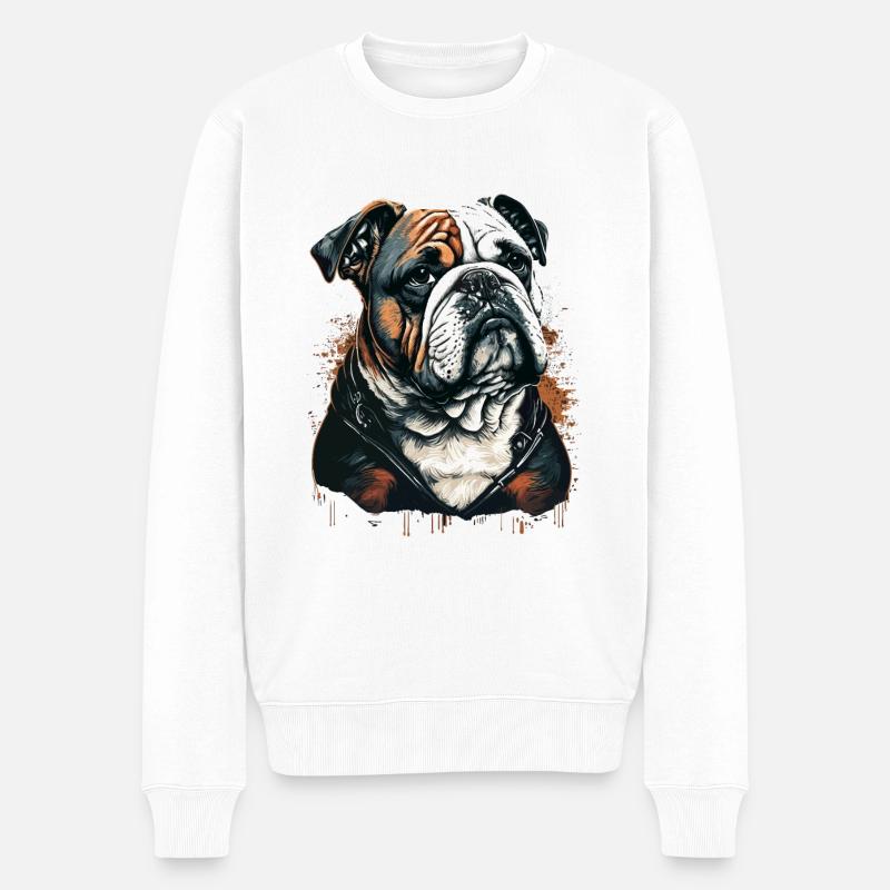 Chubby Face Bulldog - Männer Premium Bio Pullover - Weiß