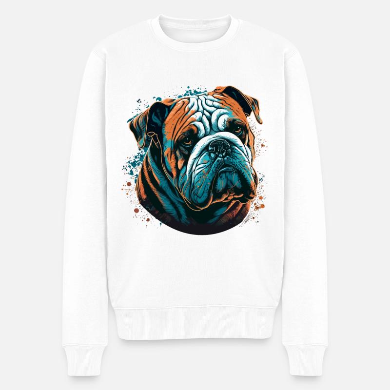 Bouledogue timide - Pull Premium bio Homme - blanc