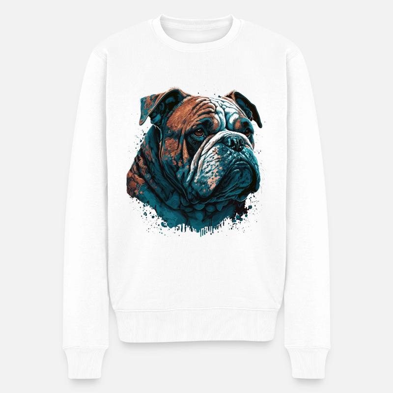 Tapfere Bulldogge - Männer Premium Bio Pullover - Weiß