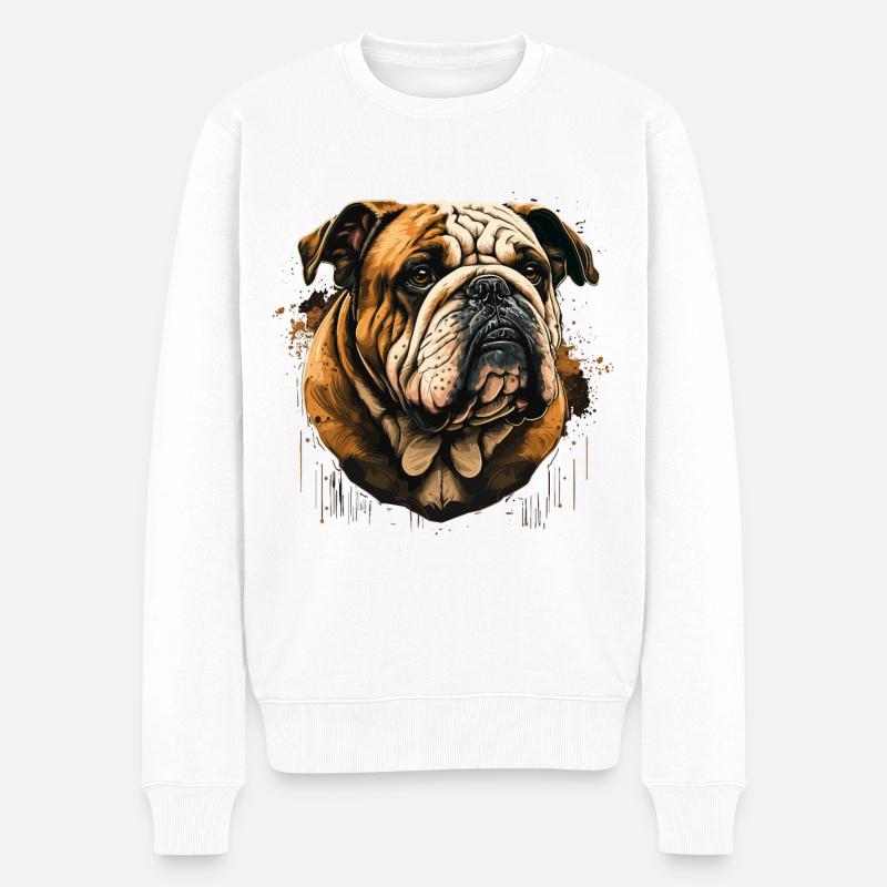 Visage de bouledogue - Pull Premium bio Homme - blanc