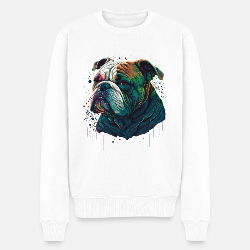 Bouledogue peint - Pull Premium bio Homme - blanc