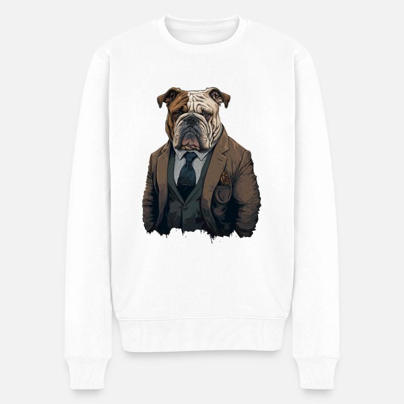 Tapfere Bulldogge - Männer Premium Bio Pullover - Weiß