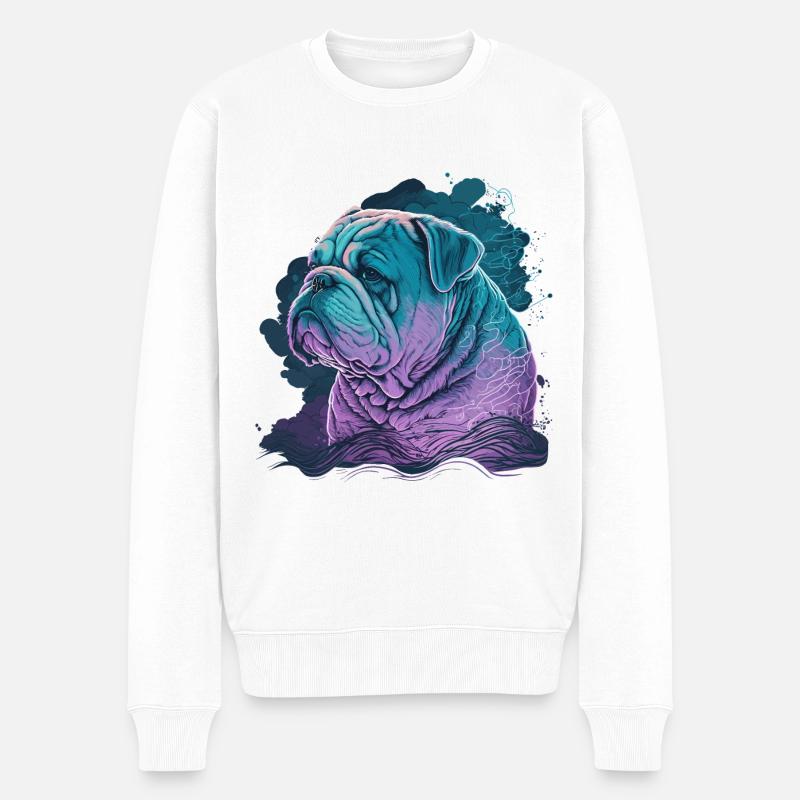 Bulldoggenkopf Illustration - Männer Premium Bio Pullover - Weiß