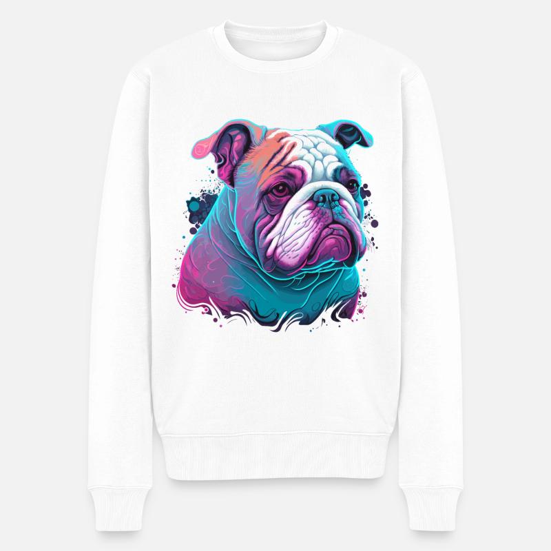 Unschuldige Gesichtsbulldogge - Männer Premium Bio Pullover - Weiß