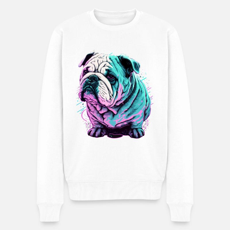 Entzückende kurze Bulldogge - Männer Premium Bio Pullover - Weiß