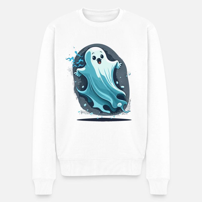 Verängstigter Geist - Männer Premium Bio Pullover - Weiß