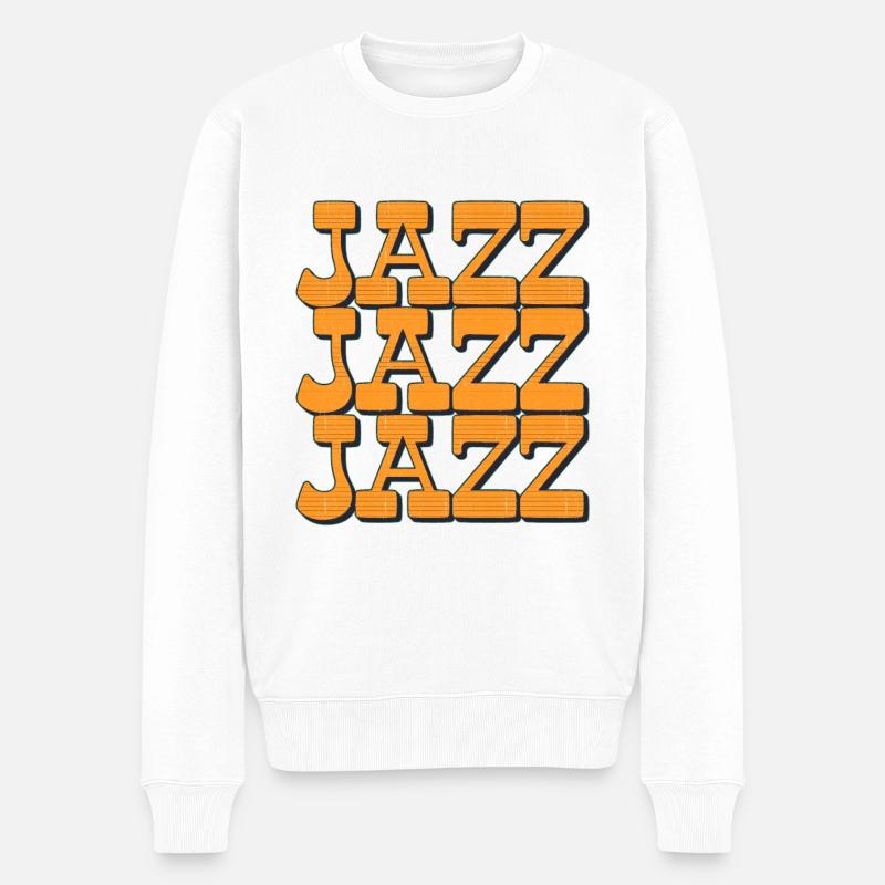 Jazz Musik Retro - Männer Premium Bio Pullover - Weiß
