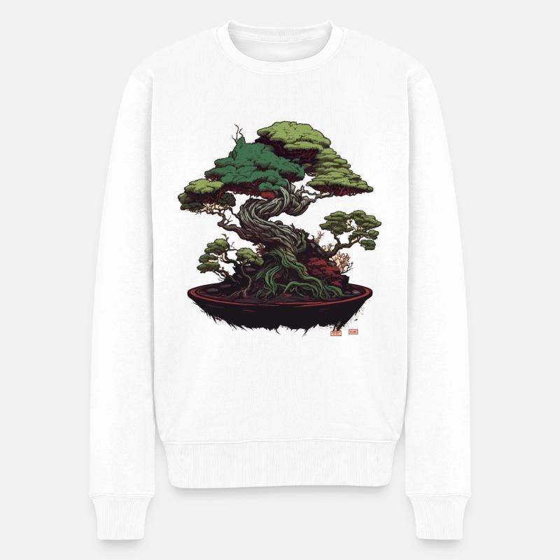 Schöner Bonsai-Baum - Männer Premium Bio Pullover - Weiß