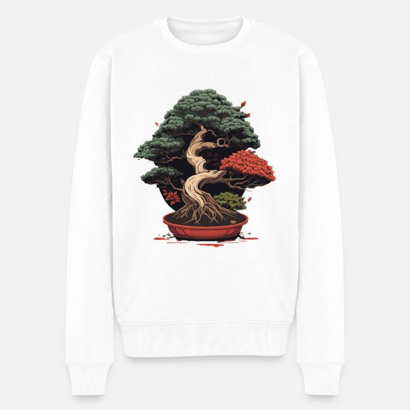 Bonsai Baum Design - Männer Premium Bio Pullover - Weiß