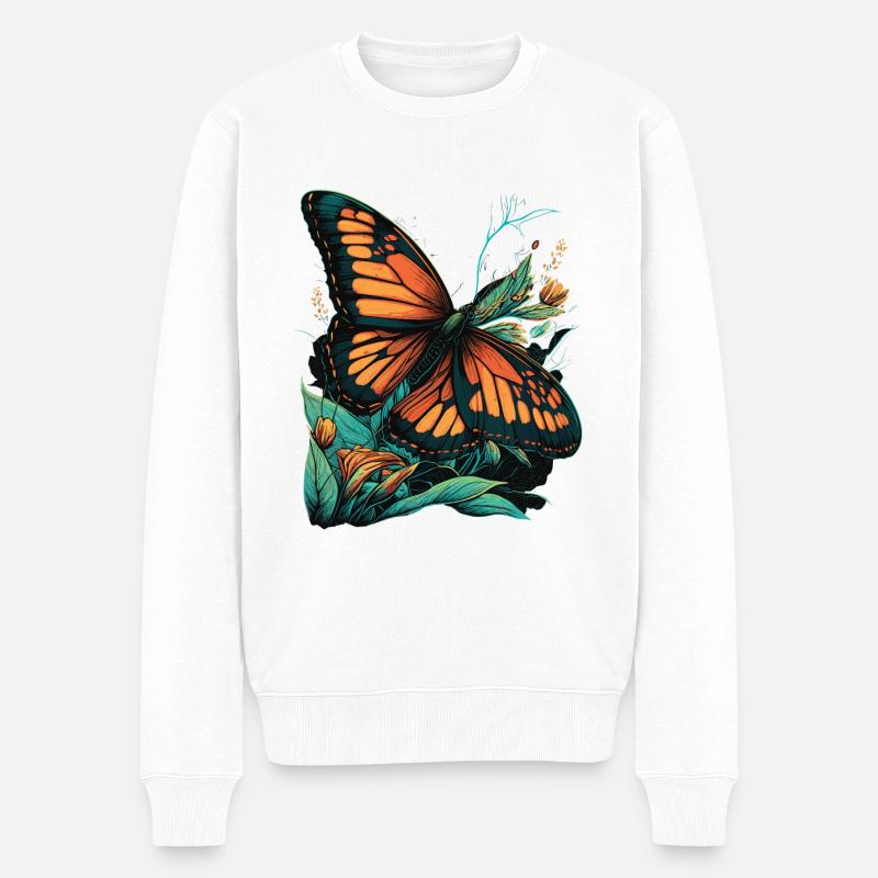 Le papillon aime les fleurs - Pull Premium bio Homme - blanc