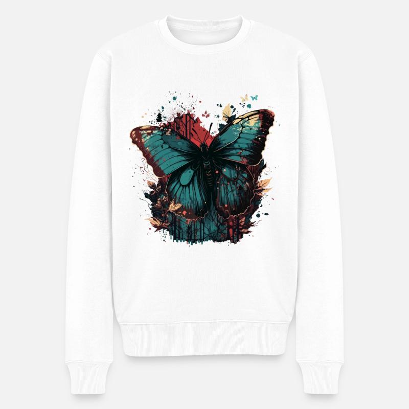 Papillon dans les bois - Pull Premium bio Homme - blanc