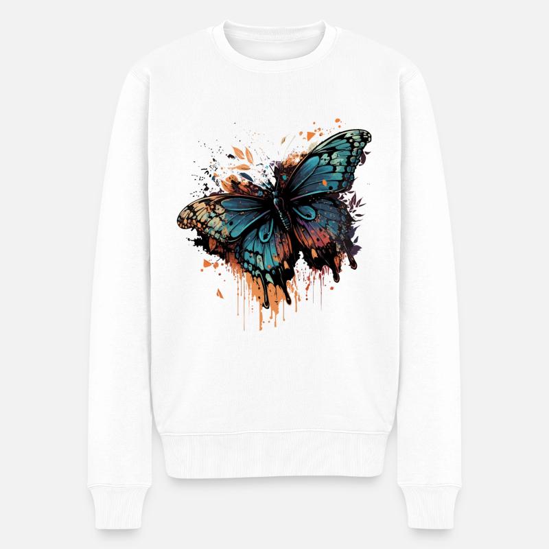 Eleganter Schmetterling - Männer Premium Bio Pullover - Weiß