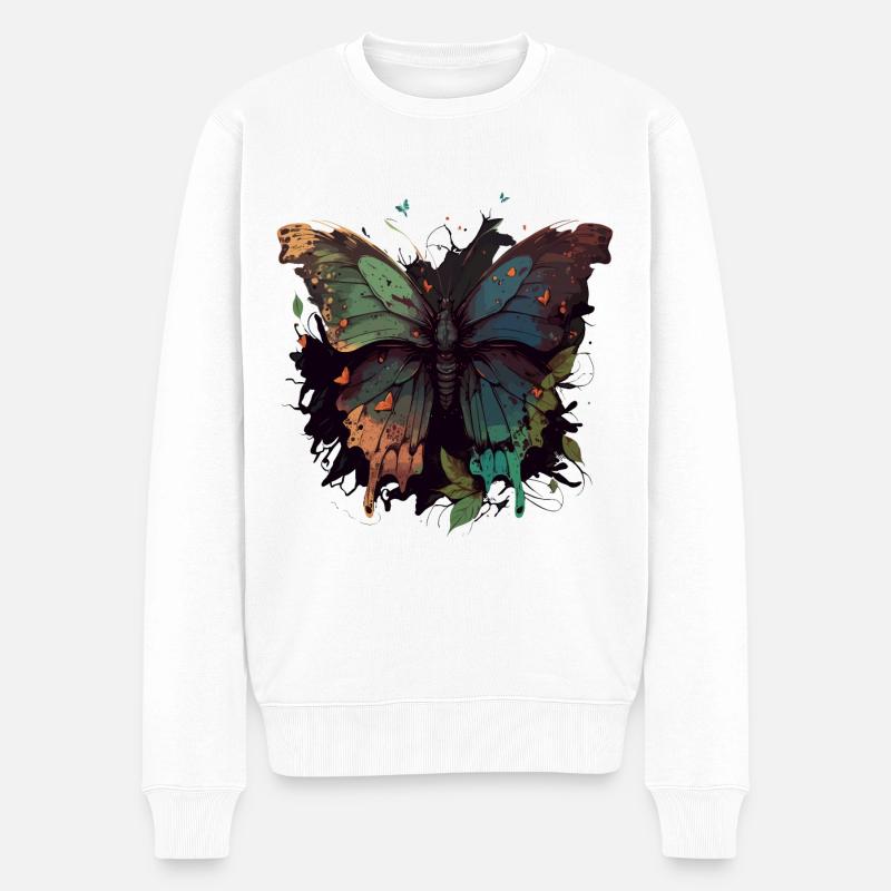 Fliiting Schmetterling - Männer Premium Bio Pullover - Weiß
