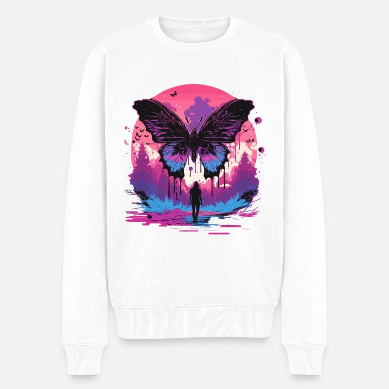 Schmetterling Ästhetische Evolution - Männer Premium Bio Pullover - Weiß