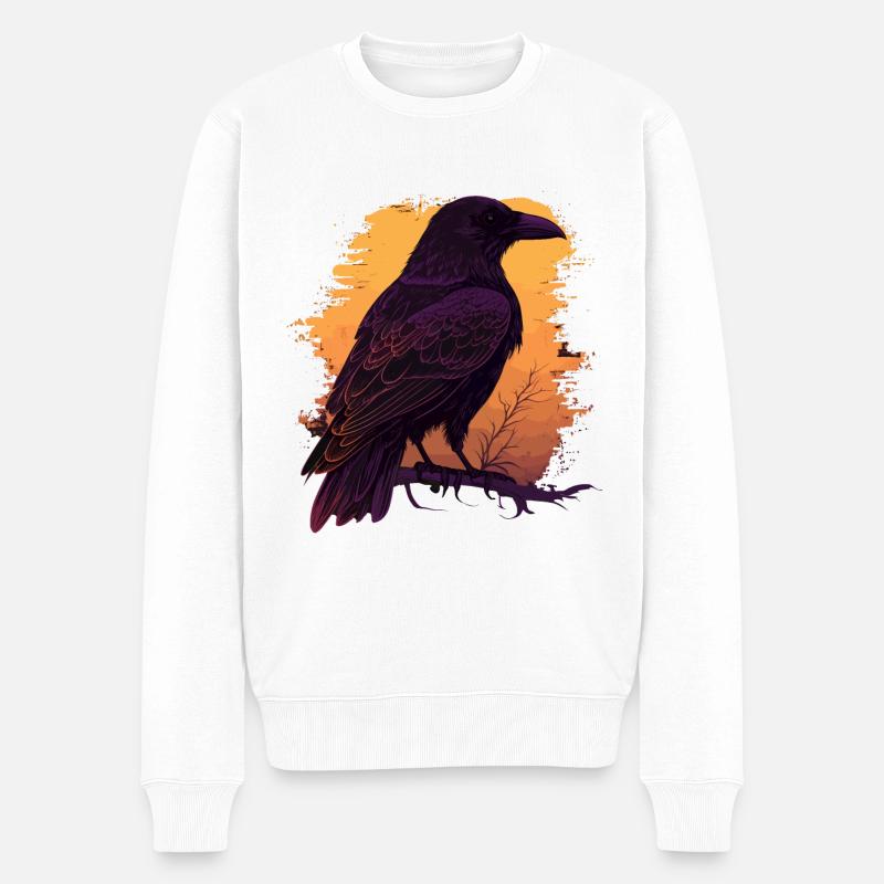 Wachsame Krähe - Männer Premium Bio Pullover - Weiß