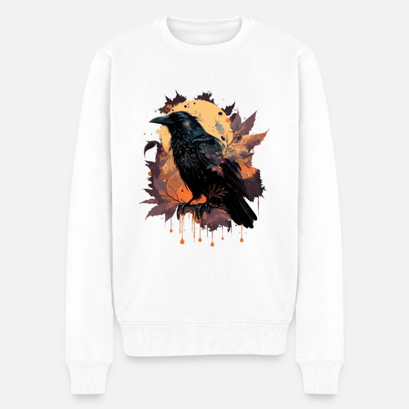 Beobachterkrähe - Männer Premium Bio Pullover - Weiß