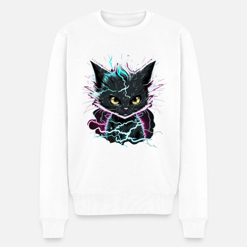 Power Cat - Männer Premium Bio Pullover - Weiß