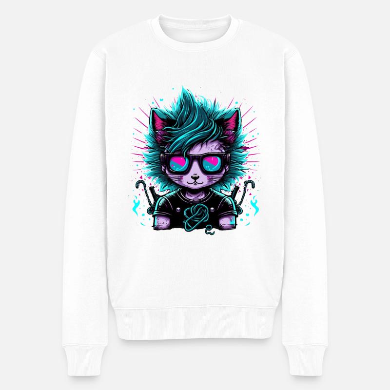 Emo Cat électrifié - Pull Premium bio Homme - blanc