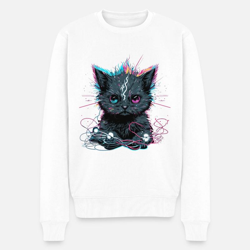 Chat électrique - Pull Premium bio Homme - blanc