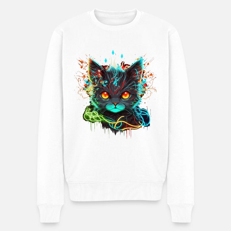Chat chargé - Pull Premium bio Homme - blanc