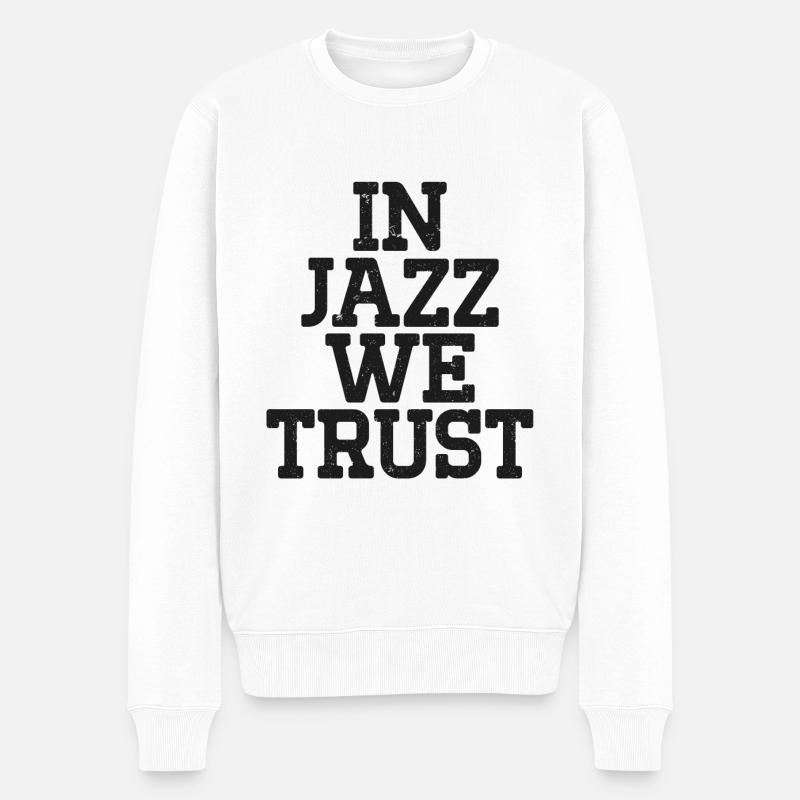 In Jazz we Trust - Männer Premium Bio Pullover - Weiß