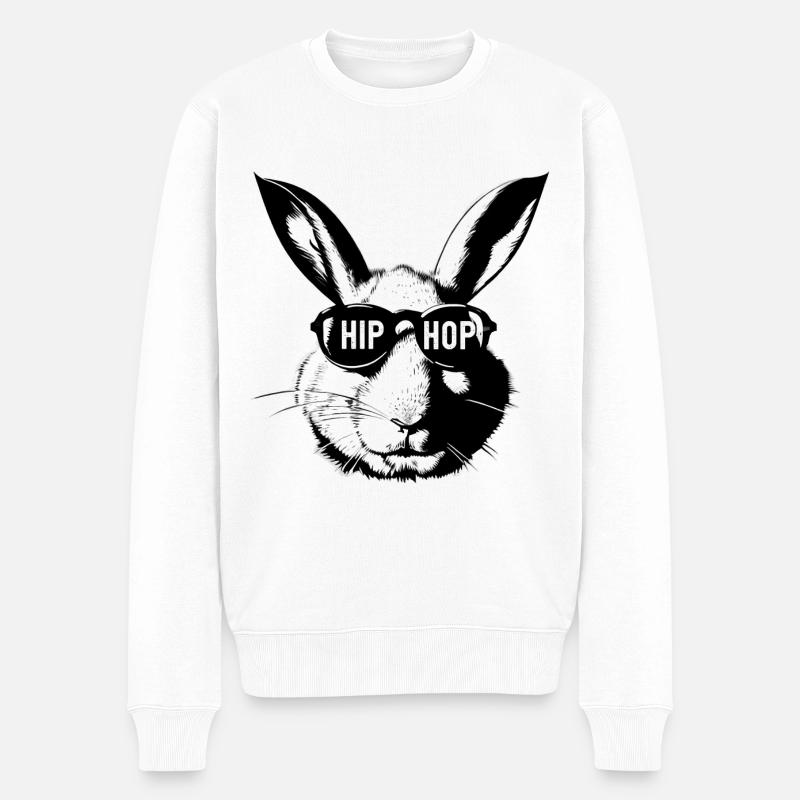 Hip Hop Hase Osterhase Ostern - Männer Premium Bio Pullover - Weiß