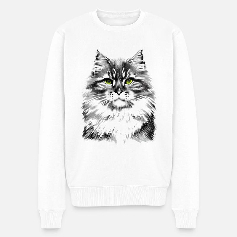 Chat sibérien - Pull Premium bio Homme - blanc