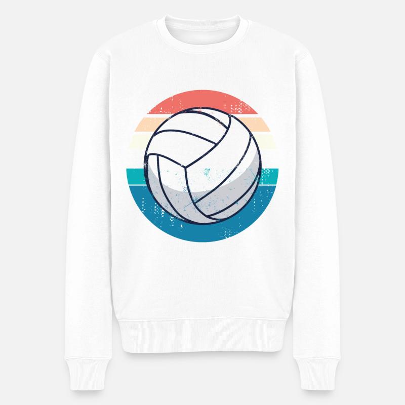 Volleyball Retro - Männer Premium Bio Pullover - Weiß