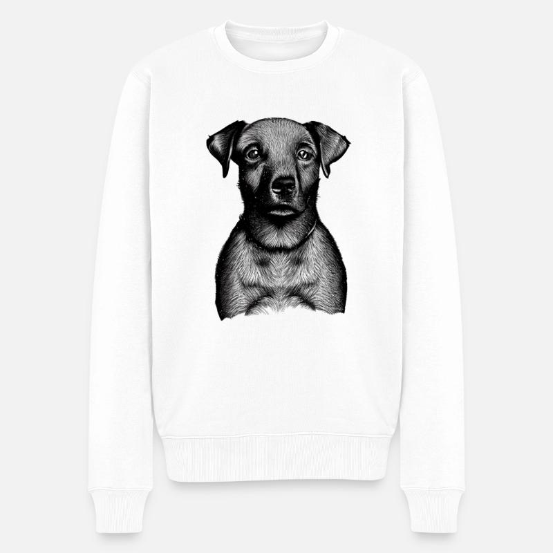 German Labrador Illustration - Männer Premium Bio Pullover - Weiß