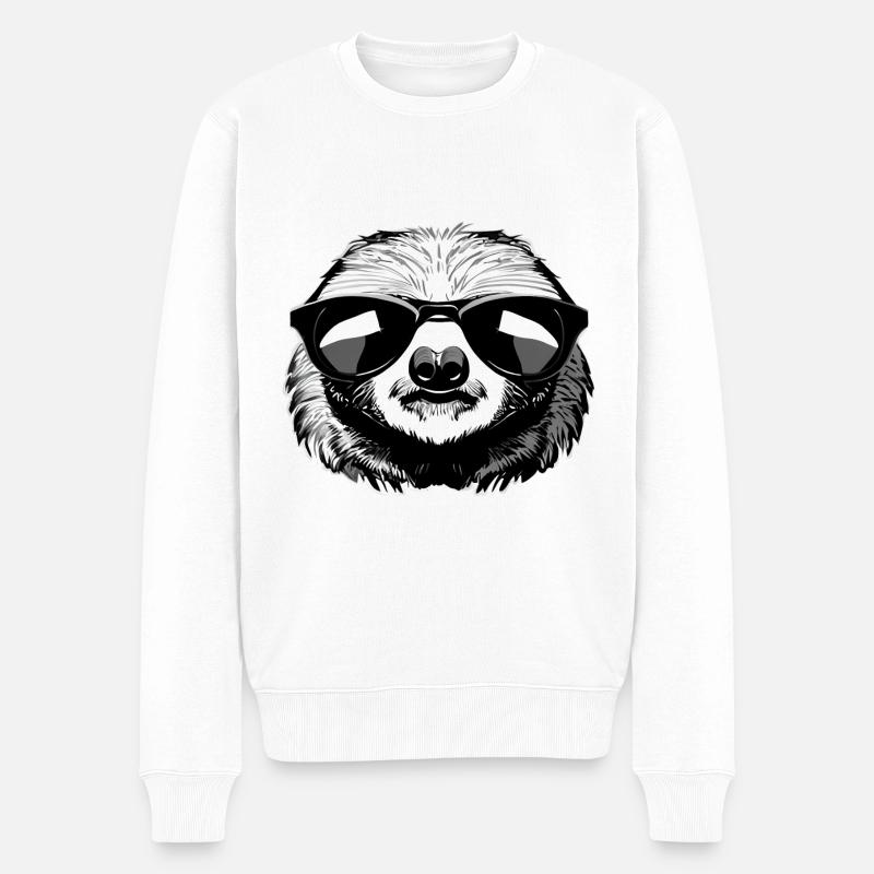 Faultier Illustration - Männer Premium Bio Pullover - Weiß