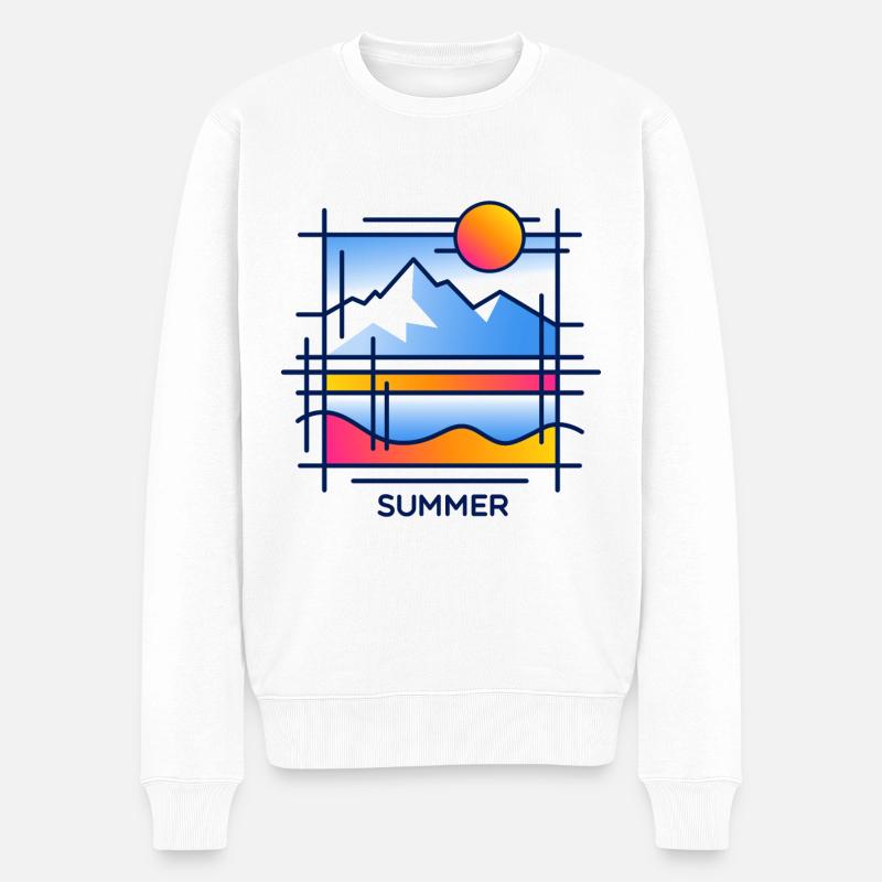 Sommer in den Bergen - Männer Premium Bio Pullover - Weiß