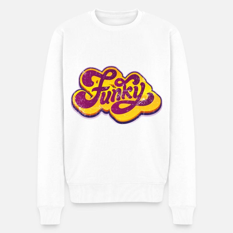 Funky Musik - Männer Premium Bio Pullover - Weiß