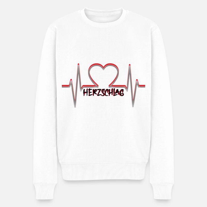 Herzschlag - Männer Premium Bio Pullover - Weiß