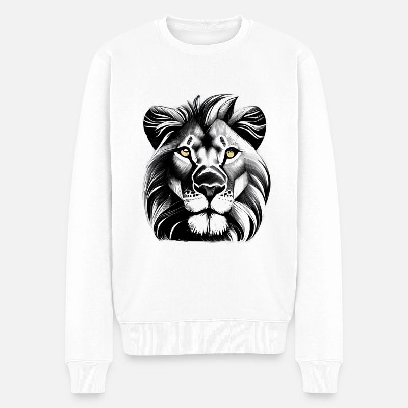 Dessin Lion Lion - Pull Premium bio Homme - blanc