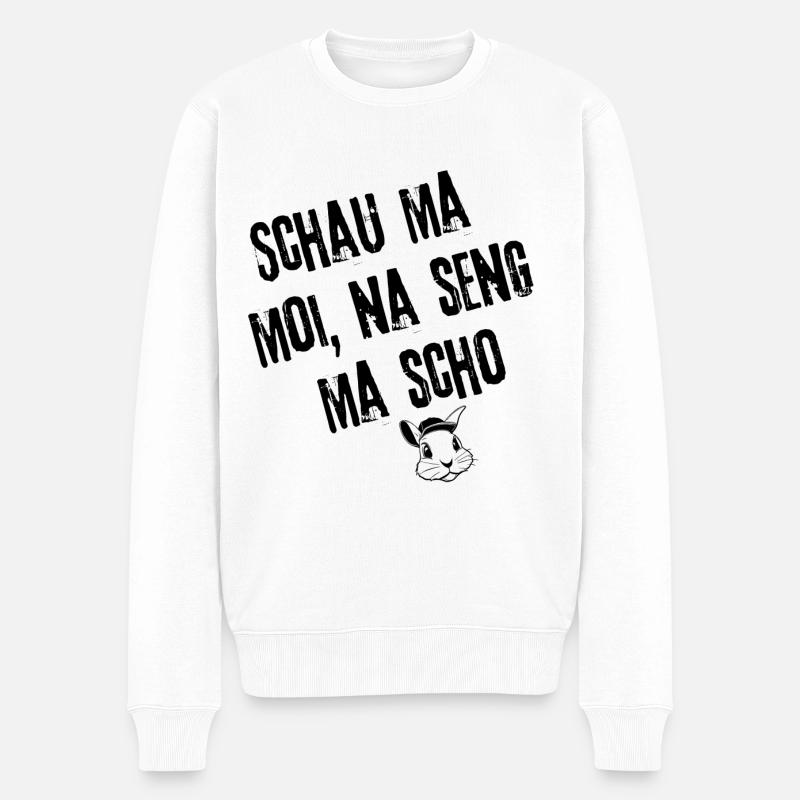 Schau ma moi Style | Redewendung - Männer Premium Bio Pullover - Weiß