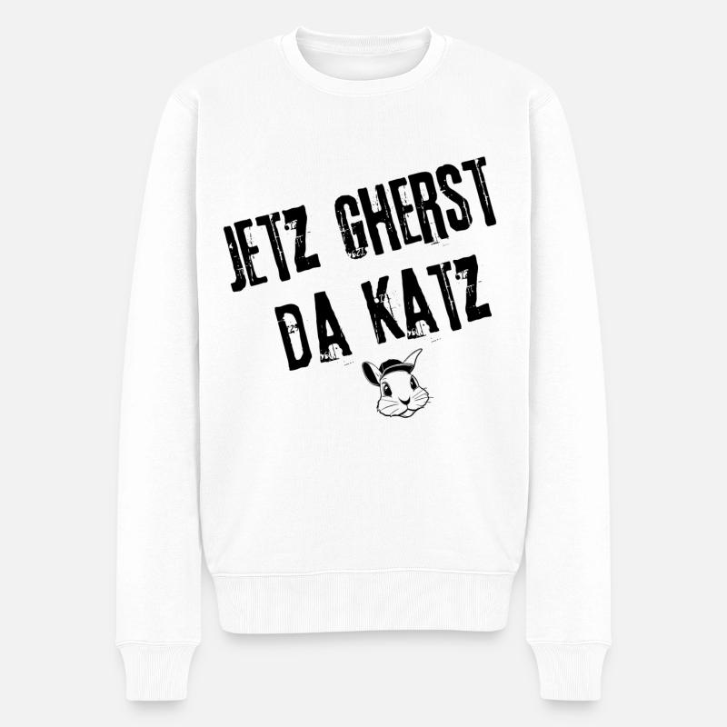 GherstDaKatz_Uberraschung | Redewendung - Männer Premium Bio Pullover - Weiß