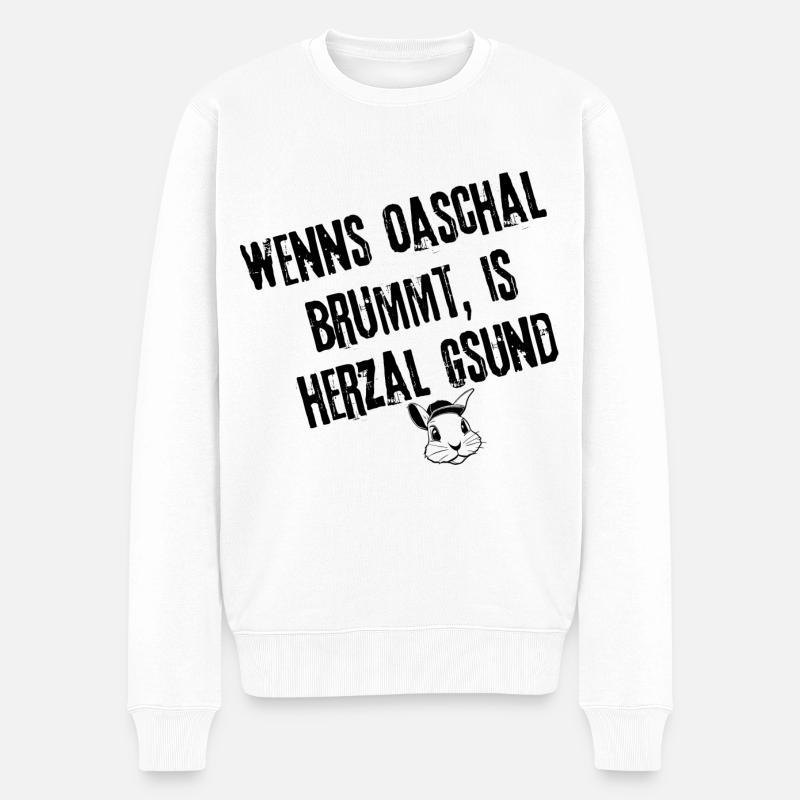 OaschalBrummt_HerzalGsund_Style | Redewendung - Männer Premium Bio Pullover - Weiß