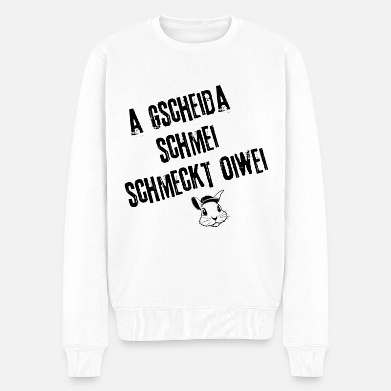 GscheidaSchmei_GeschmackStyle | Redewendung - Männer Premium Bio Pullover - Weiß