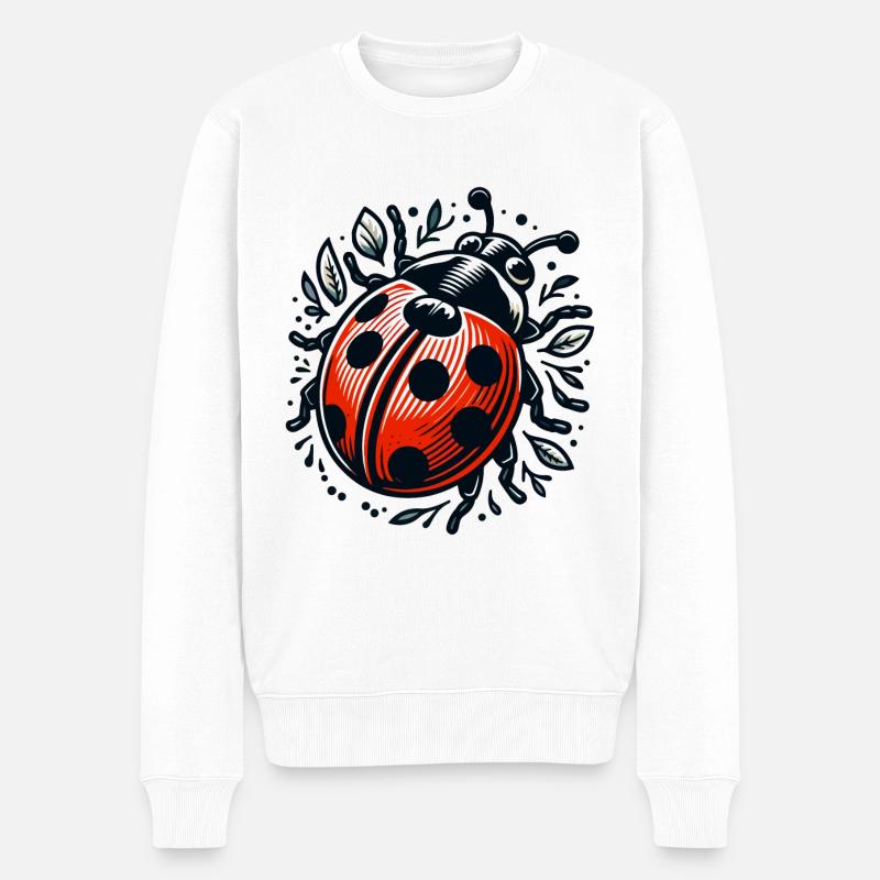 MARIENKÄFER LADYBUG FLUGKÄFER PUNKTE INSEKT GLÜCK - Männer Premium Bio Pullover - Weiß