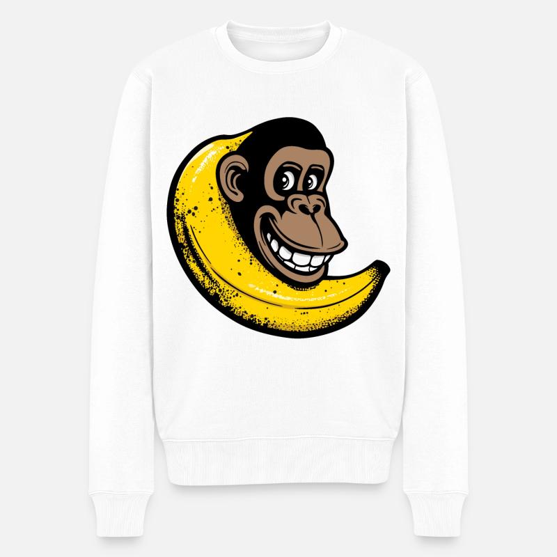 Affe fusioniert mit Banane - Männer Premium Bio Pullover - Weiß