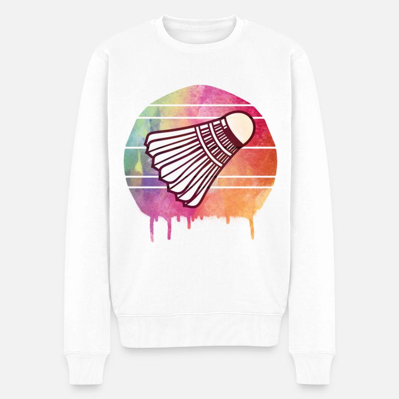 Badminton Galaxy - Männer Premium Bio Pullover - Weiß